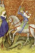 unknow artist Saint George Slaying the Dragon,from Breviary of john the Fearless oil painting on canvas